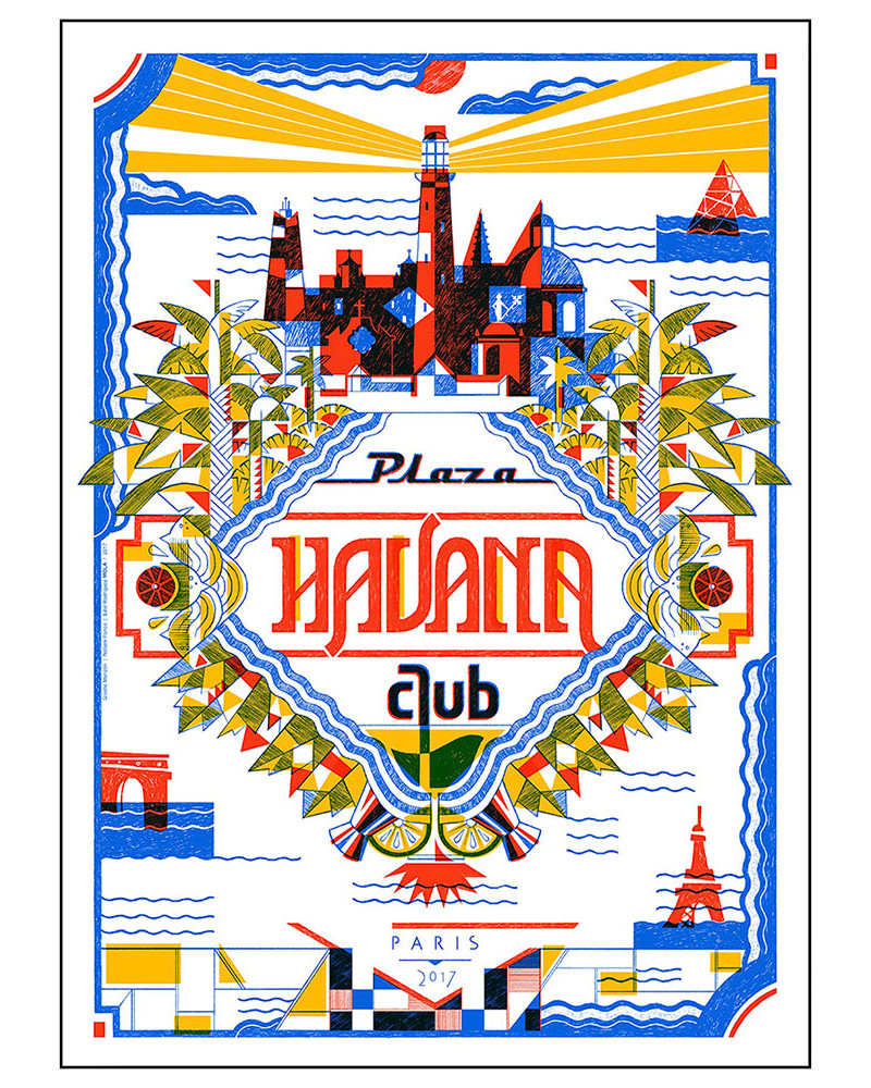 Multicoloured print with big letters Plaza Havana Club silkscreen poster
