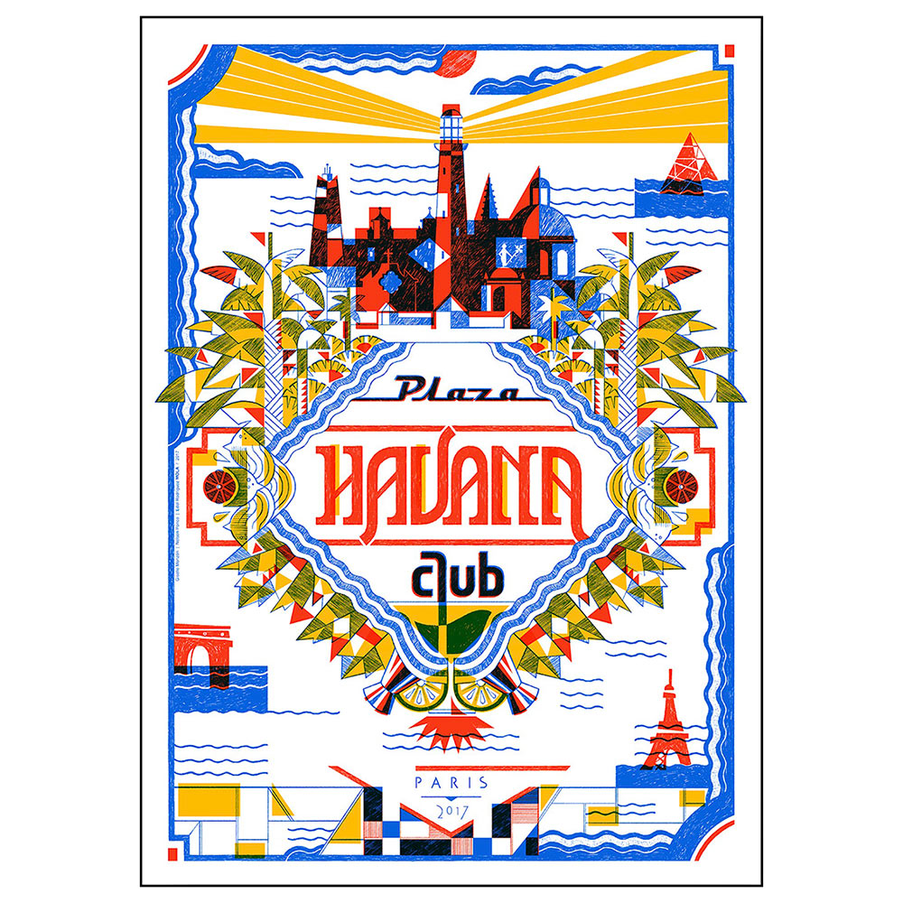 Multicoloured print with big letters Plaza Havana Club silkscreen poster