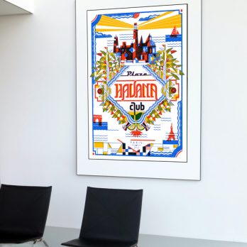 Multicoloured print with big letters Plaza Havana Club silkscreen poster
