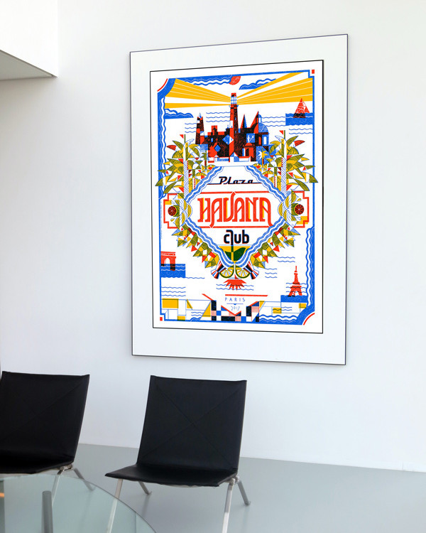 Multicoloured print with big letters Plaza Havana Club silkscreen poster