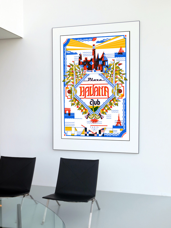 Multicoloured print with big letters Plaza Havana Club silkscreen poster