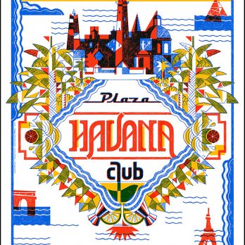 Multicoloured print with big letters Plaza Havana Club silkscreen poster