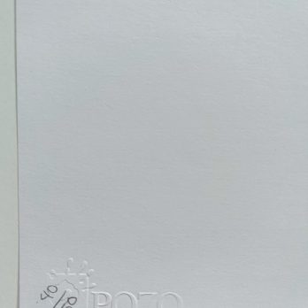 Dry seal "Pozo Serigrafias" and "40/50" written with pencil